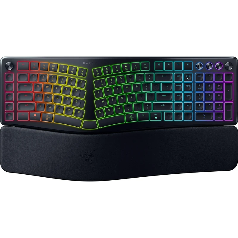 Razer Pro Type Ergo - Wireless split ergonomic RGB keyboard - Ultra-slim concave keys - AI Prompt Master - Full-size with macro key row - QWERTY US layout | Black
