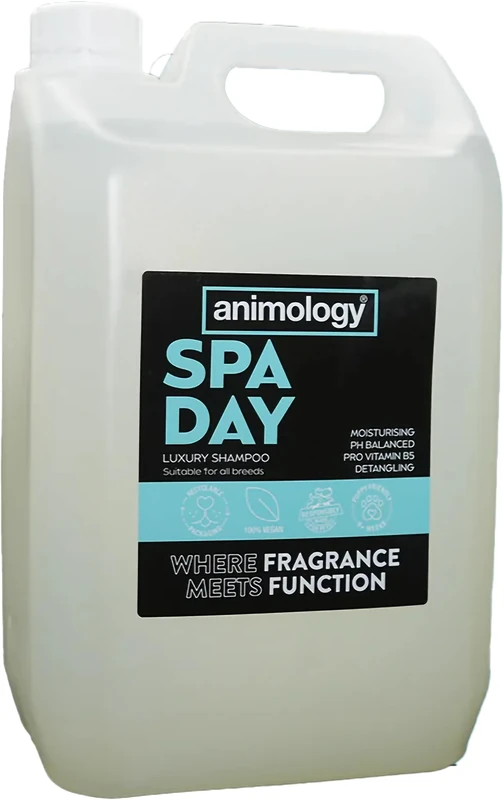 Animology Spa Day Dog Shampoo 5 Litre Concentrate - Luxury Hydrating Wash with Oatmeal and Argan Oil - Soothing and Glossy Finish - Concentrated 20:1 Dilution Ratio - Made in the UK