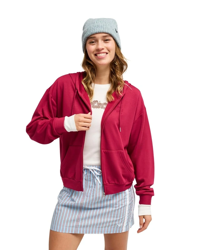 Roxy Zip-Up Hoodie SURFING BY DAYLIGHT FULL ZIP Womens Red