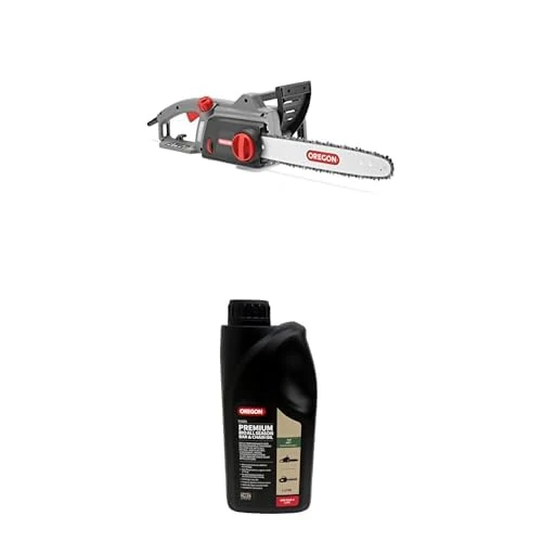Oregon 1800W Chainsaw and Bio Oil - Powerful Corded Electric Chainsaw with 14-Inch (35cm) Guide Bar & Saw Chain, 3-Year Warranty (CS1200) + Bio Chain Oil 1L