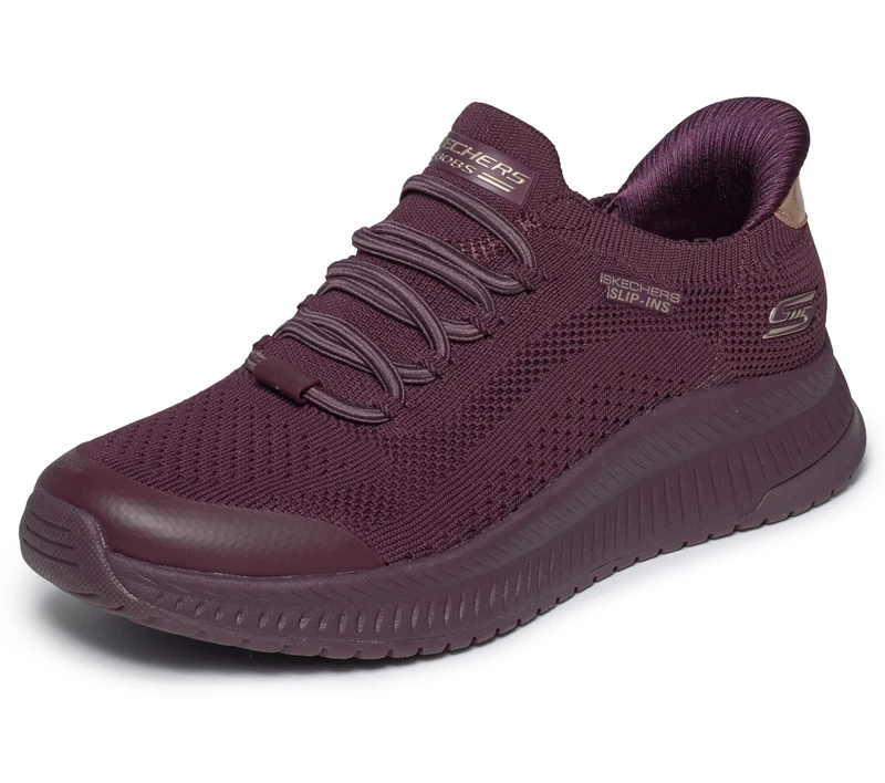 Skechers Women's Bobs Squad 4 Dire Step Trainers, Burgundy Engineered Knit, 3.5 UK