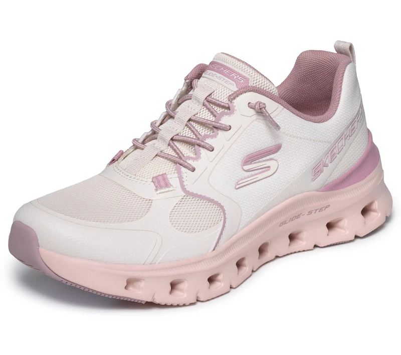 Skechers Women's Glide-Step Pro Trainers, Natural Mesh Synthetic Pink Trim, 4 UK - Image 1