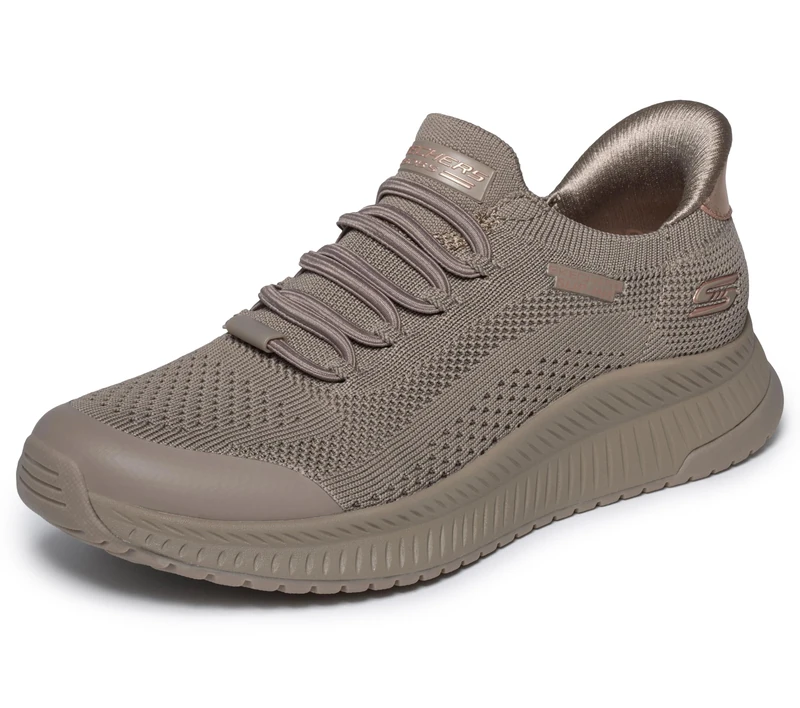 Skechers Women's Bobs Squad 4 Dire Step Trainers, Dark Taupe Engineered Knit, 7 UK