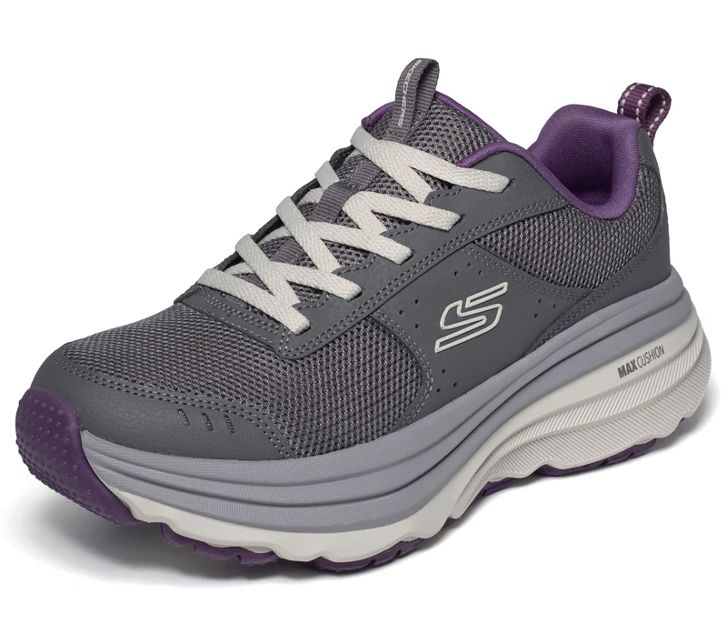 Skechers Women's Max Cushioning Zirrus Trainers, Gray Synthetic Textile Purple Trim, 5.5 UK - Image 1