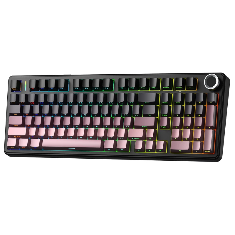 Aula F99 Pro 3 Modes RGB Hot Swap Mechanical Reaper Switch Wireless Macrol Keyboard Gradient Pink - Image 1