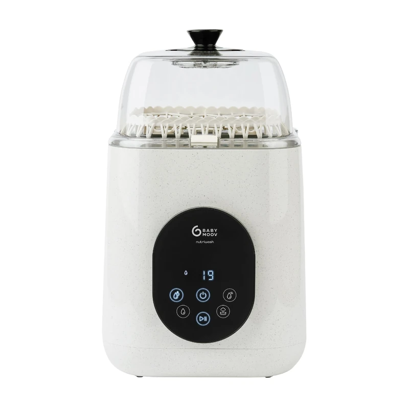 Babymoov NutriWash 4-in-1 Electric Steriliser for Baby Bottles - Cleans, Sterilises, Dries & Stores, Capacity for 4 Baby Bottles & Baby Essentials, 99.9% Bacteria Removal, Quick Programme 19 Min