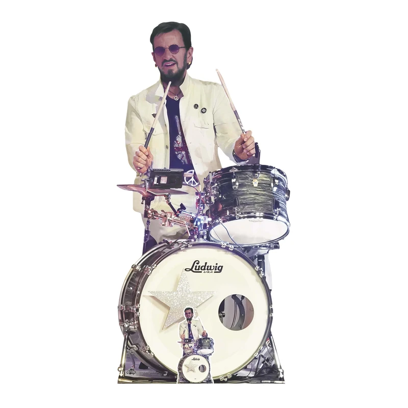 Star Cutouts CS1268 Ringo Starr Drumming Lifesize Cardboard Cutout 162cm – Iconic Music Legend Display for Fans & Events