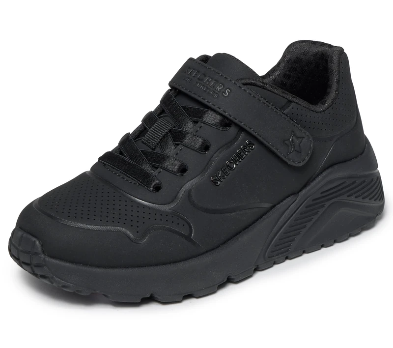 Skechers Girls' UNO Lite Star Icon Trainer, Black, 3.5 UK Child