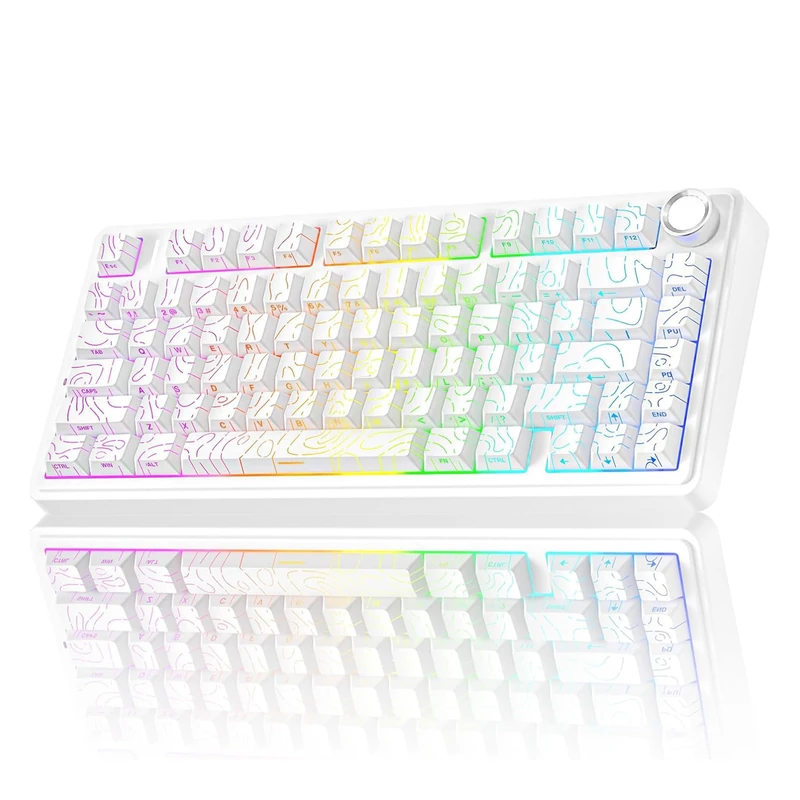 Aula F75 Mechanical RGB TKL Seiya Switch Wireless Macroller Hot Swap Keyboard Pattern White