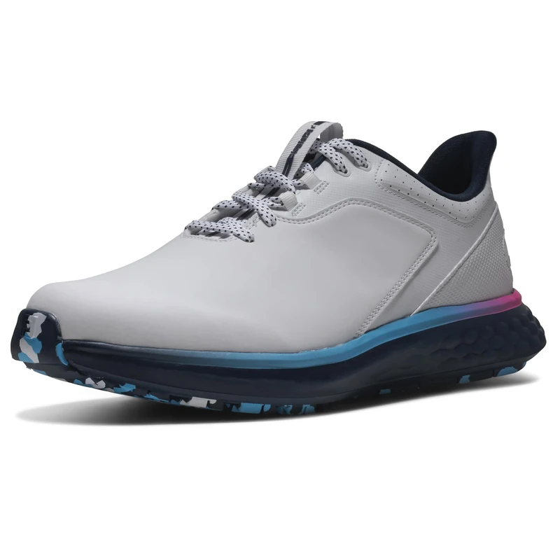 FootJoy Men's FJ Pulse Golf Shoe, White/Navy/Pink, 8 UK Medium
