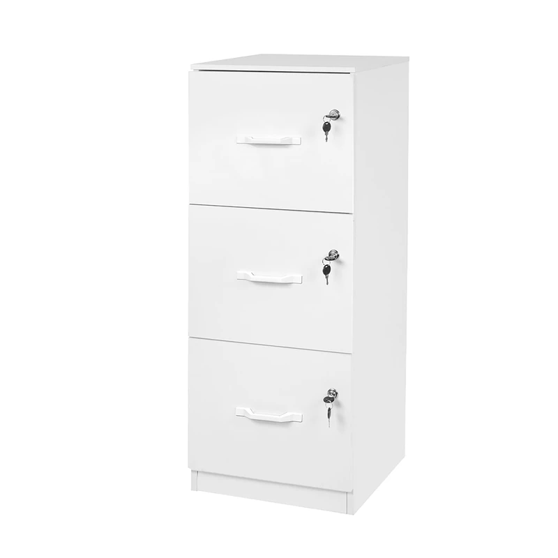Relaxdays Hanging File Cabinet with 3 Lockable Drawers, 103x40x40cm, White