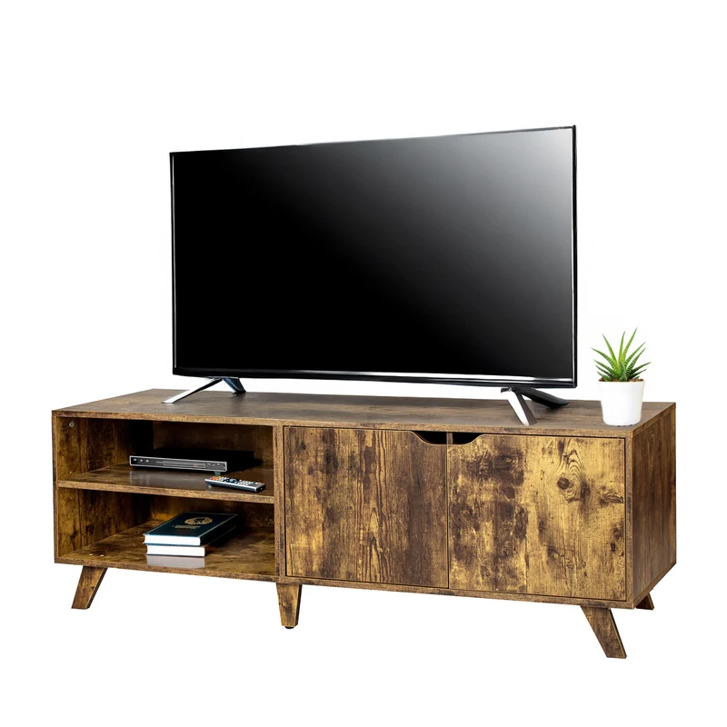 Relaxdays TV Lowboard with 6 compartments, cable management, 50x140x40 cm, brown
