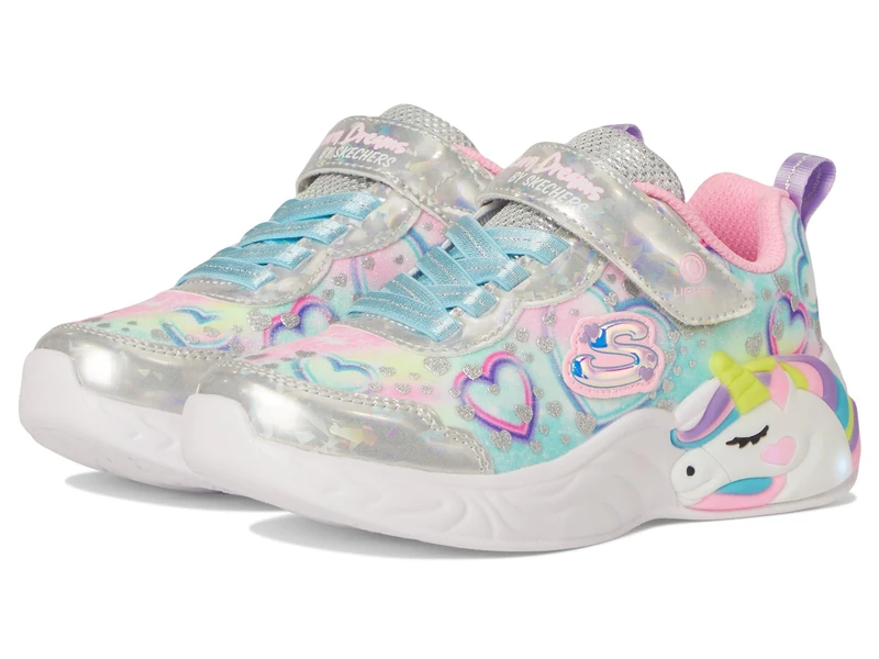 Skechers Girls' Unicorn Dreams Trainer, Silver, 1 UK Child