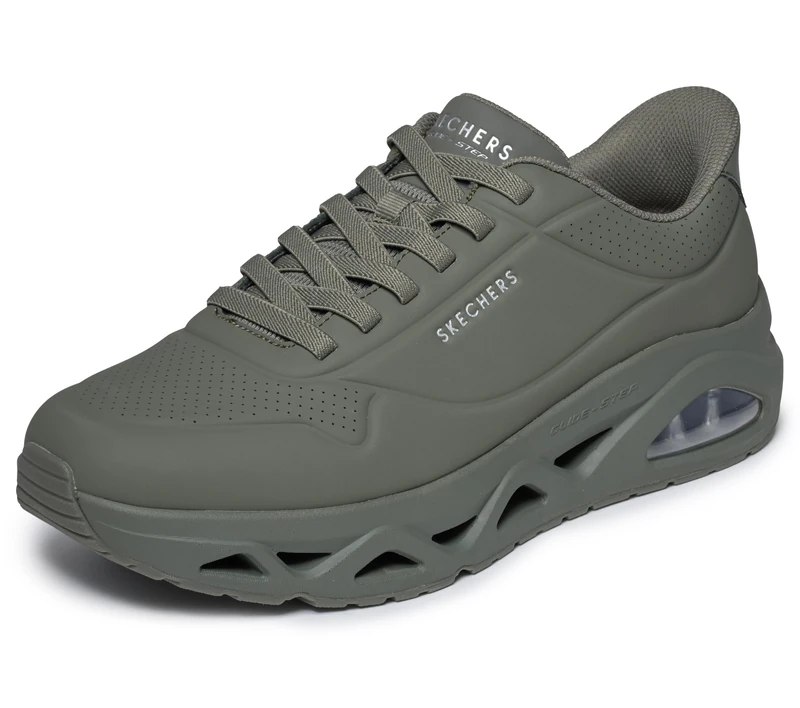 Skechers Men's Uno Glide-Step Glide On Air Trainer, Olive, 10 UK