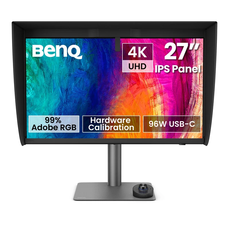 BenQ PD2770U 27" 4K Color Management Monitor, Hardware Calibration, 99% Abobe RGB/DCI-P3, 100% Rec.709, 96W USB-C, Daisy Chain, KVM, Height Adjustable, for Graphic & Video Editing Studios
