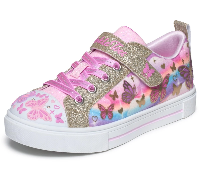 Skechers Girls' Twinkle Sparks Butterfly Sky, Pink, 2 UK Child