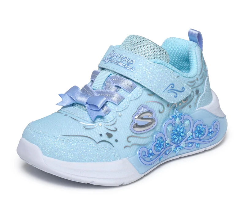 Skechers Baby Girl's Lil Princess Steps Trainers, Light Blue Textile Synthetic Trim, 4 UK Toddler
