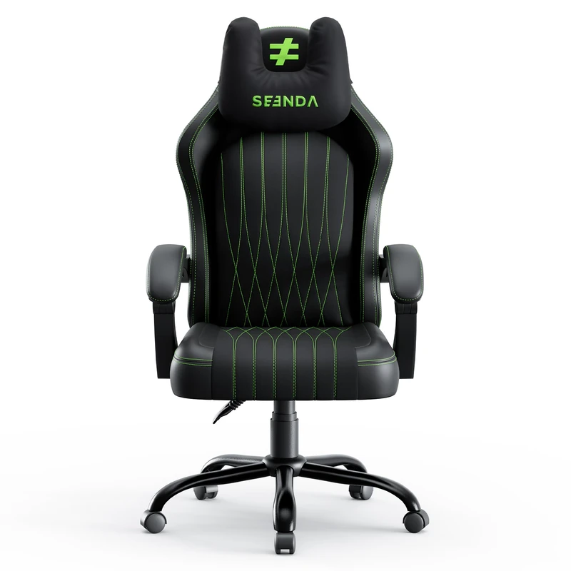 seenda GCP-18 Ergonomic Gaming Chair and Office Chair, 90-135 Degree Adjustable Backrest, Technical Fabric and PU Leather, Removable Pillow Interlocking Armrests for Home Office and