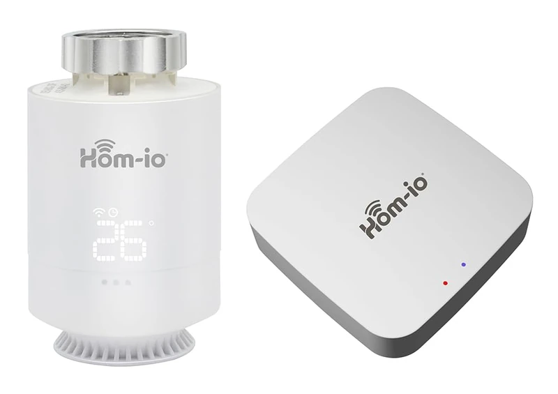 HOM-KIT-TERMOV2 Smart WiFi Thermostatic Valve Kit, Thermostatic Head and Zigbee Gateway for Intelligent Heating Control, Compatible Alexa and Google Home