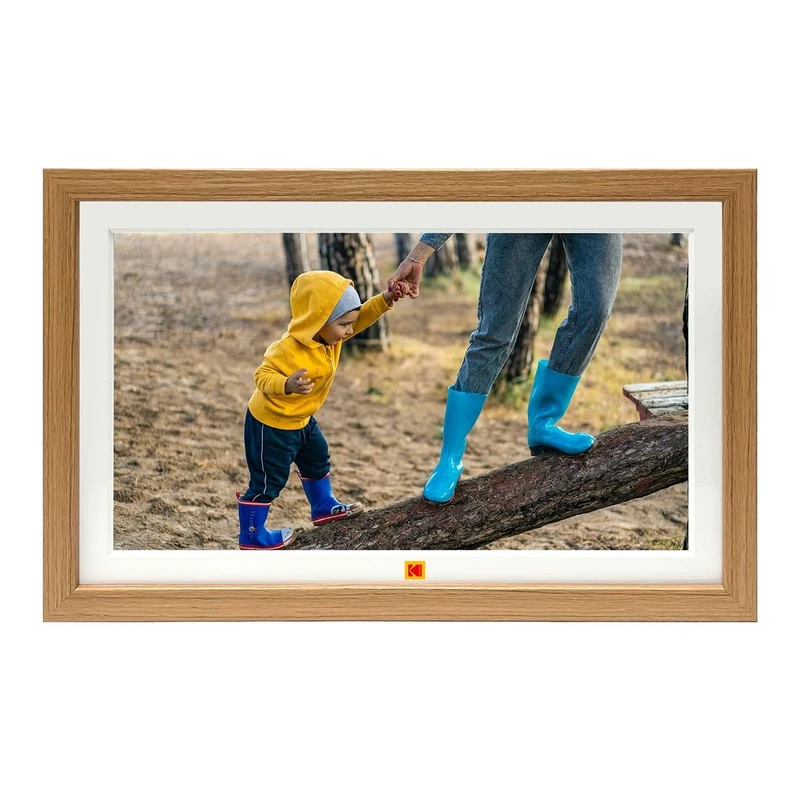 KODAK Digital Photo Frame, 15.6 inch, Touch Screen, WiFi enabled, Resolution 1920 * 1080 16:9, Built in 32GB memory, Burlywood Frame, photo, music, video, weather, calendar, clock, alarm
