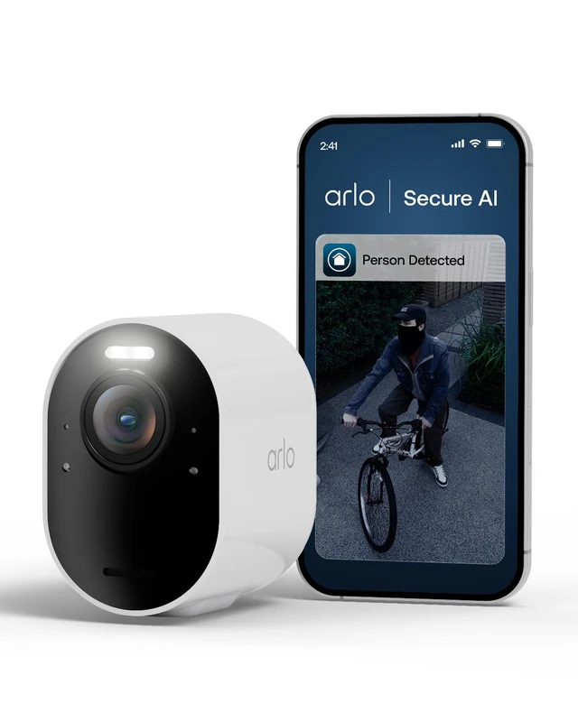 Arlo Ultra 3 Security Camera Outdoor Wireless, Add-on Camera, 4K UHD, 180 View, AI Detection, Auto Tracking, Colour Night Vision, CCTV, Arlo Secure Trial Included, 1 Camera, Smarthub Required, White