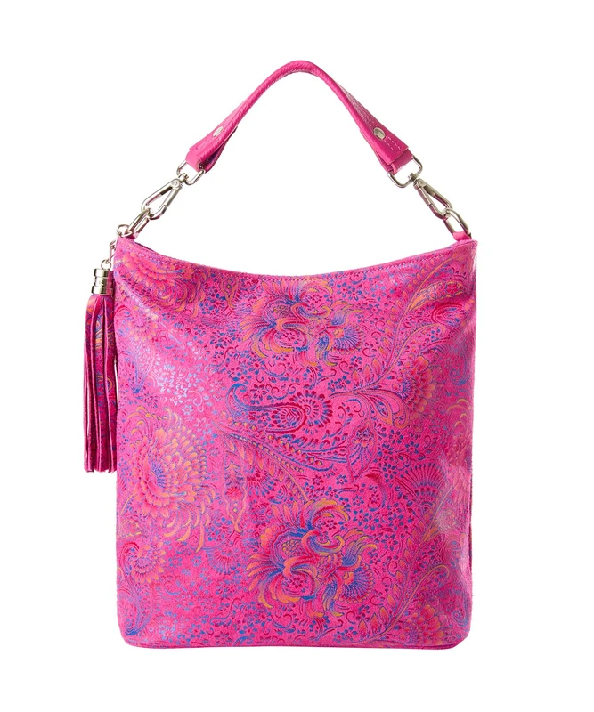 Joe Browns Women's Bold Paisley Print Suede Bag, Regular, Pink, UK One Size