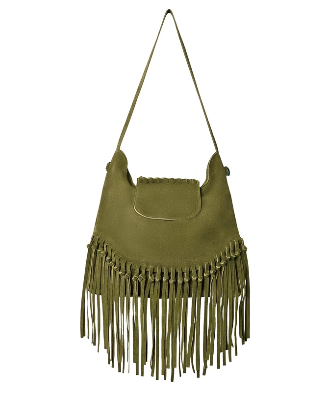 Joe Browns Women's Boho Tassel Suede Bag, Regular, Green, UK One Size