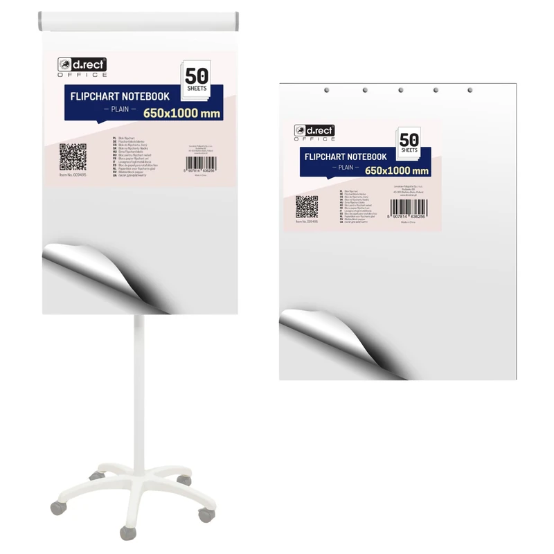 D.RECT Flipchart Paper Pad Set – 2 Pack, 100 Sheets – 650 × 1000 mm – 80 gsm Smooth Surface – No Bleed Presentation Paper