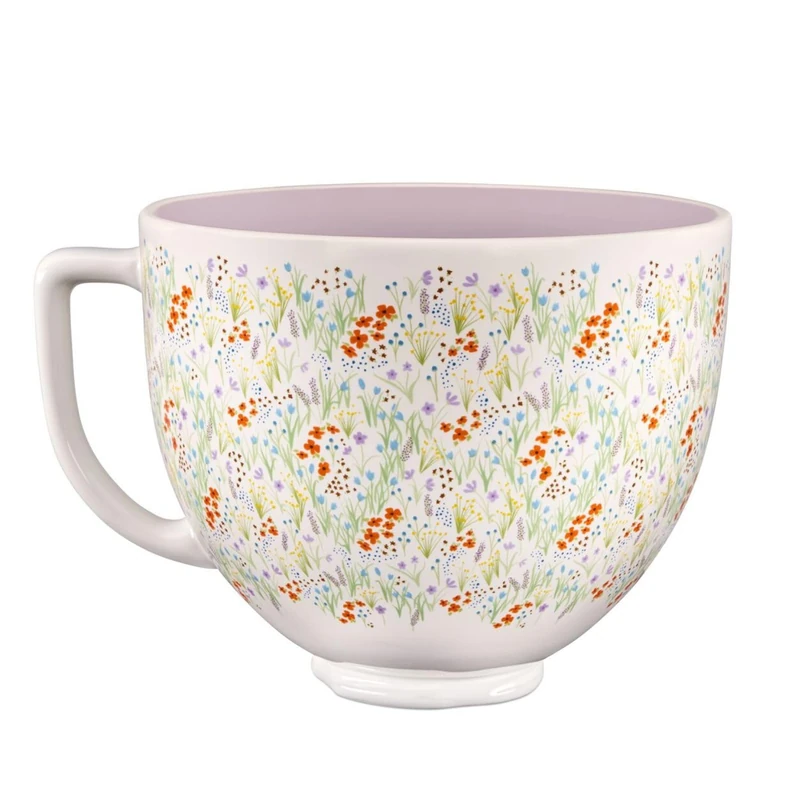 KitchenAid 5KSM2CB5WF 4.7L Ceramic Mixing Bowl, Wildflower Floral Design, Oven, Microwave & Freezer Safe, Fits Tilt-Head Stand Mixers, Wildflower
