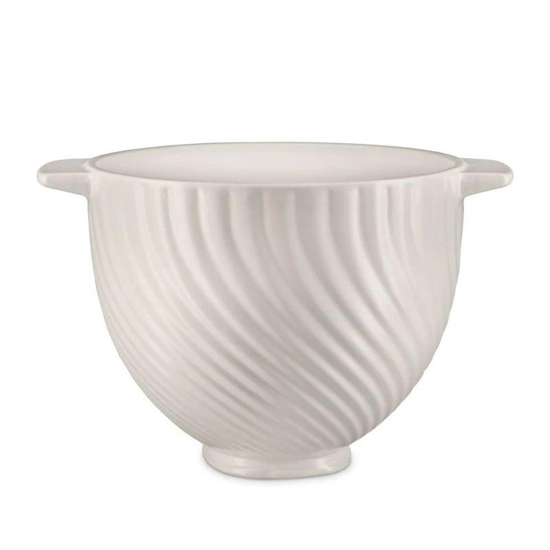 KitchenAid 5KSM2CB5MR 4.7L Ceramic Mixing Bowl - Meringue White Textured Finish, Oven, Microwave & Freezer Safe, Fits Tilt-Head Stand Mixers, Meringue White