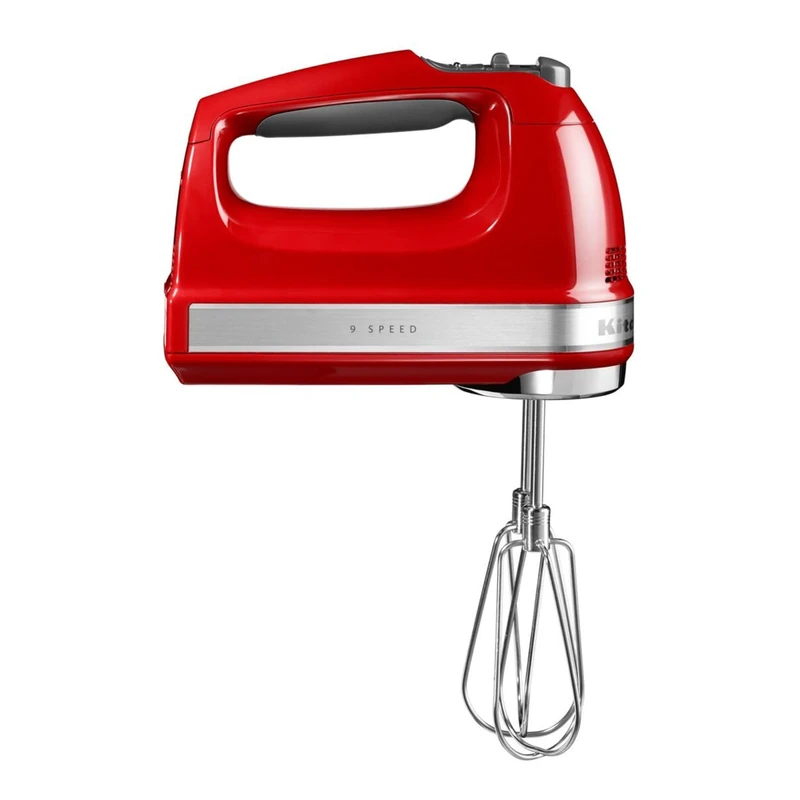 KitchenAid 5KHM9212BER 9-Speed Hand Mixer, Powerful DC Motor, with 5 Stainless Steel Accessories (Beaters, Whisk, Dough Hooks, Mixing Rod) & Storage Bag, Empire Red