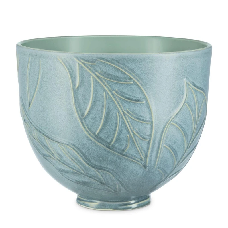 KitchenAid 5KSM2CB5LB 4.7L Ceramic Mixing Bowl - Spring Leaves Textured Glaze, Temperature Resistant Bowl for Tilt-Head Stand Mixers