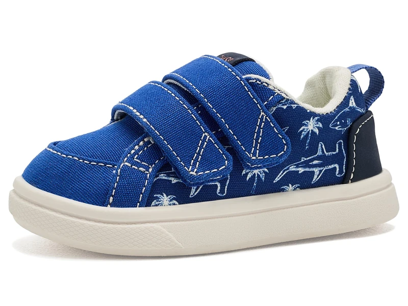 TOMS Unisex Toddler Cruz Double Strap Sneaker, Blue Iris Outlined Sharks, 3.0 UK