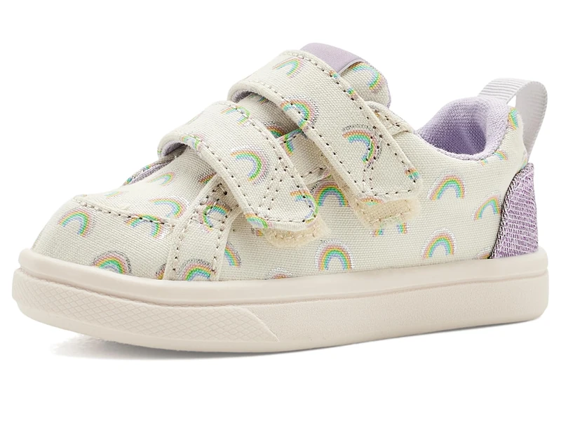 TOMS Unisex Toddler Cruz Double Strap Sneaker, Egret Multi Foil Rainbows, 4.0 UK