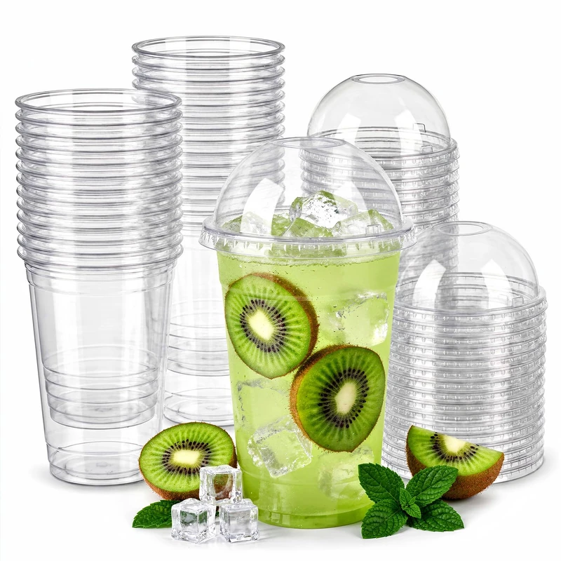 Nationwide Paper Strong Smoothie Cups with Dome Lids 20oz 500pcs for Smoothies, Milkshakes, Iced Coffee, Slushy, Thick Drinks and Bubble Tea Recyclable and Reusable (500ml) - Image 1