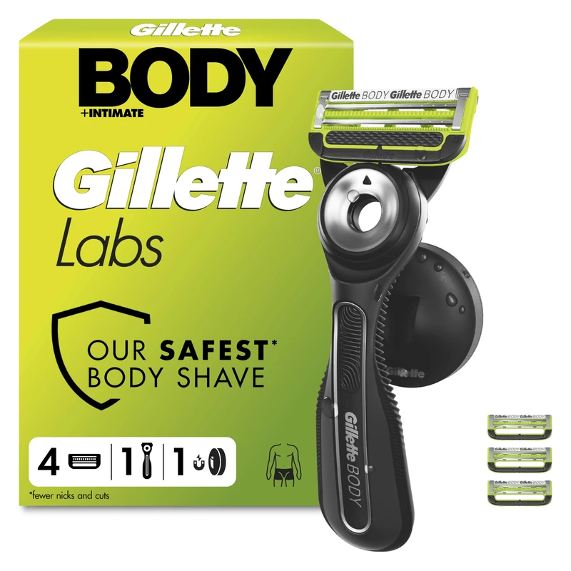 GilletteLabs Body + Intimate Razor for Men, 1 Handle & 4 Cartridges - Image 1