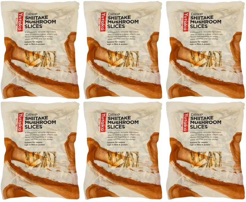 Yutaka Sliced Dried Winter Shiitake Mushrooms 500g (Pack of 6) | Rich Umami-Rich Japanese Shiitake – Ideal for Soups, Ramen, Broths & Stir-Fries