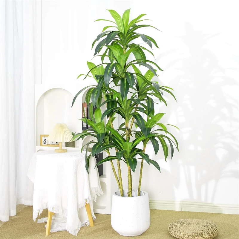 150 cm Artificial Dragon Tree Plant, Artificial Plants Large with Black Planter, Artificial Tree Dragon Tree, Indoor Decor for Interior Decoration, Living Room, Bedroom, Office, Garden, Home Decor