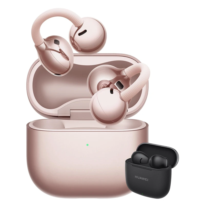 HUAWEI FreeClip 2 Wireless Earbuds Rose Gold + FreeBuds SE 3 Black, Airy Design for All-day Wearing Comfort Earphones, Adaptive Open-ear Listening, 38h Battery Life Open-Ear Headphone