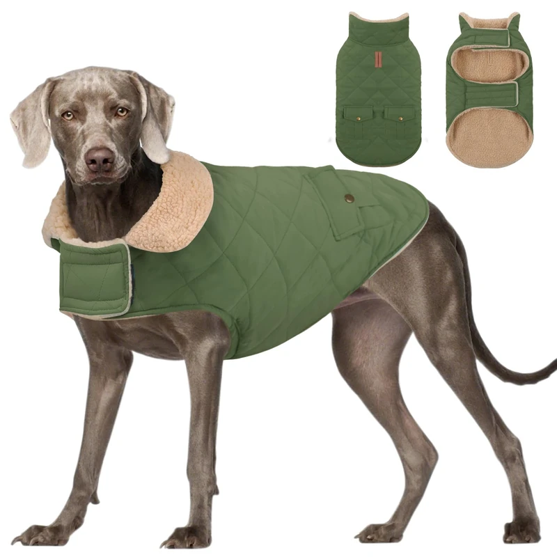 Dog Winter Jacket for Extra-Large Dogs, Pet Windproof Cold Weather Coats, Pets Clothes Snow Jacket, Golden Retriever, Labrador Retriever, Husky, Army Green XL