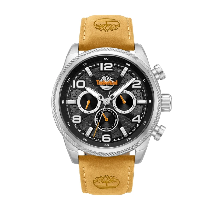 Timberland - Henniker II Watch - Quartz Movement - Case Width: 46 mm - Stainless Steel - 5 ATM, Black - Camel, 46