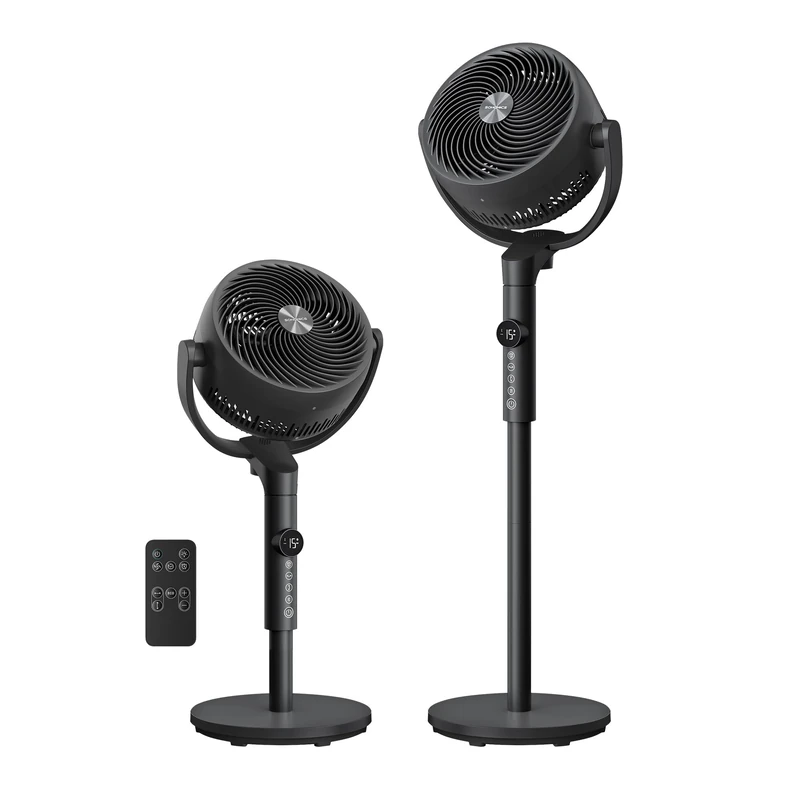 SONGMICS Standing Fan for Bedroom, 20 dB Quiet Pedestal Fan with Remote, Cooling Air Circulator, 120°+135° Oscillating, 15 Speeds, 15 h Timer, 3 Modes, Adjustable Height, Ink Black XFC002B1UK