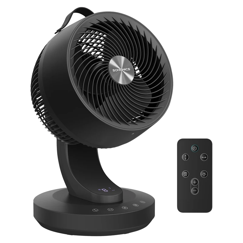 SONGMICS Air Circulator Desk Fan, 20 dB Quiet Fan for Bedroom, LED Display and Remote Control, Efficient Cooling and Air Circulation, 70° Oscillating, 8 Speeds, 12 h Timer, Ink Black XFC001B1UK