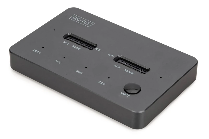 DIGITUS Dual M.2 NVMe SSD Clone Station - USB 3.1 Gen2 Type-C - M.2 module type 22110, 2280, 2260, 2242 - M/B+M key - Offline clone function - 10 Gbit/s - Black