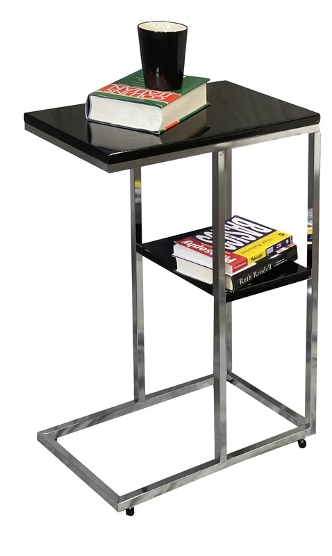 A ASPECT Bellini C Shaped Sofa Table/Side Table With Shelf (Black)