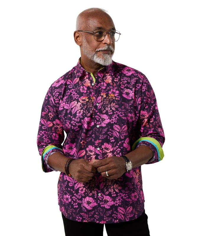 Joe Browns Men's Bold Floral Ombre Shirt, Regular, Pink, UK XXL