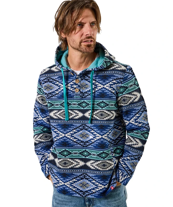 Joe Browns Men's Jacquard Stripe Hoodie, Regular, Blue, UK S