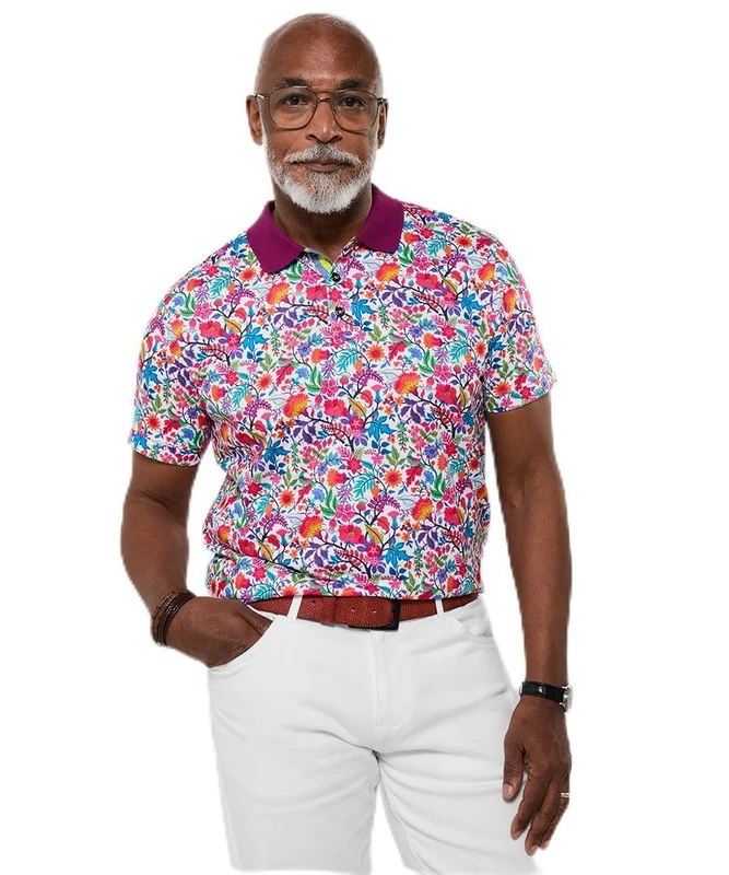 Joe Browns Men's Floral Print Contrast Collar Polo, Regular, Multi, UK XXL - Image 1