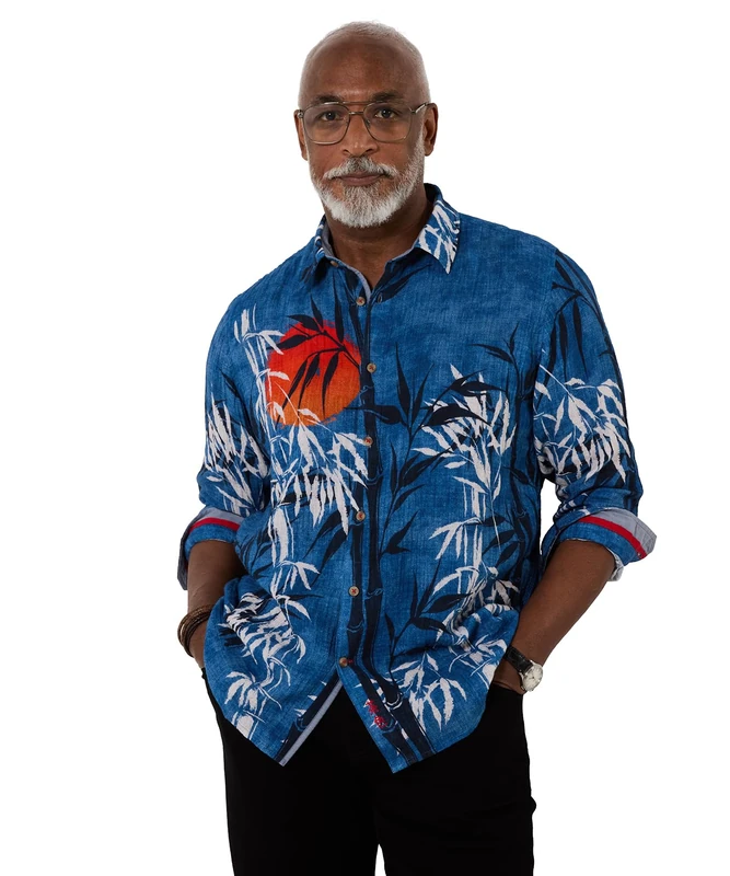 Joe Browns Men's Sunset Print Crinkle Cotton Shirt, Regular, Blue, UK L