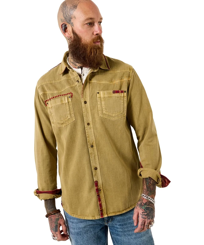 Joe Browns Men's Customised Western Inspired Shirt, Regular, Brown, UK XXL